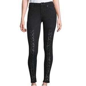 True Religion Jennie Curvy Skinny Black Lace Up Jean Size 28